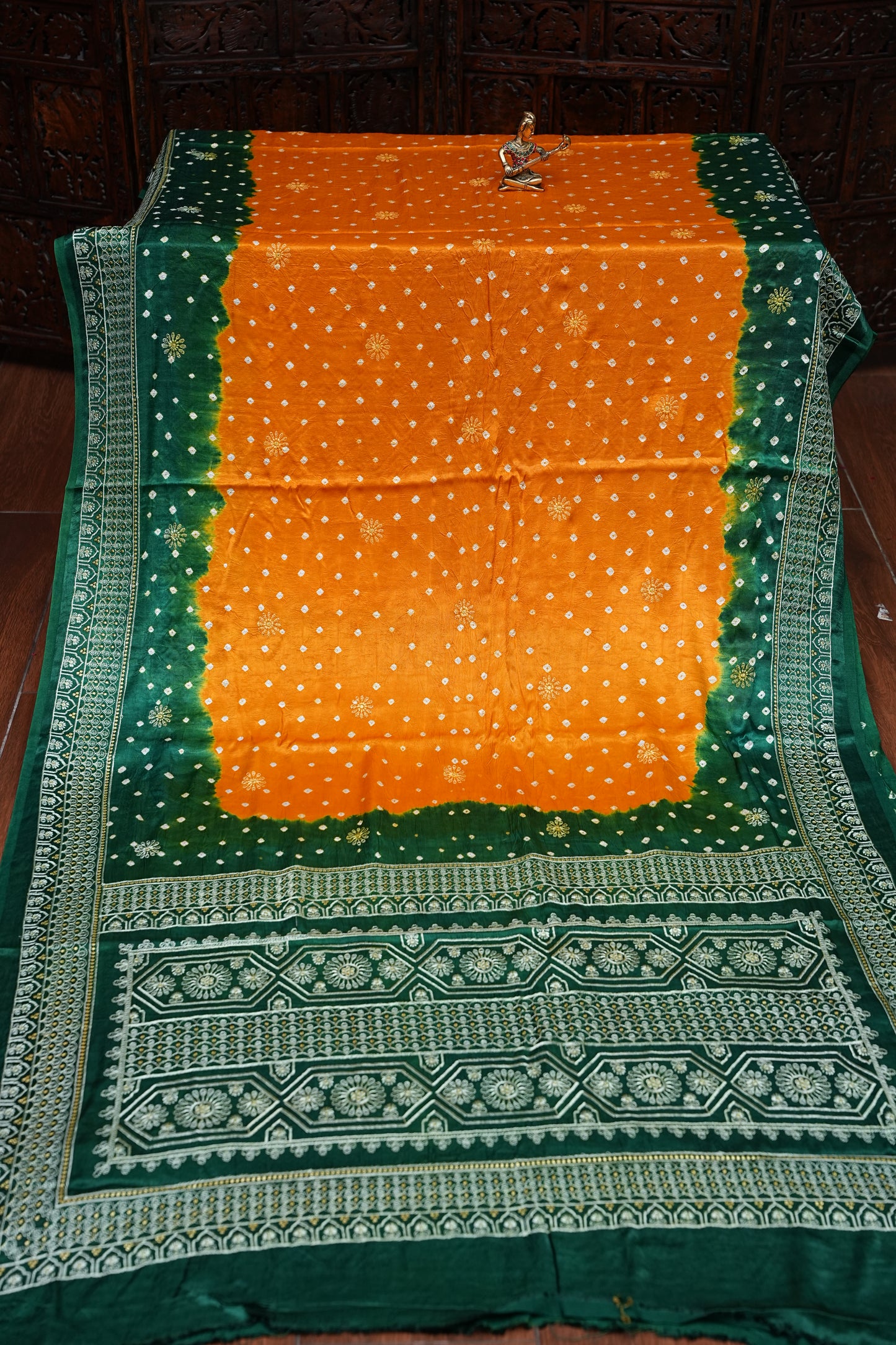 Pure Gajji Silk Bandhini Saree - Yellow