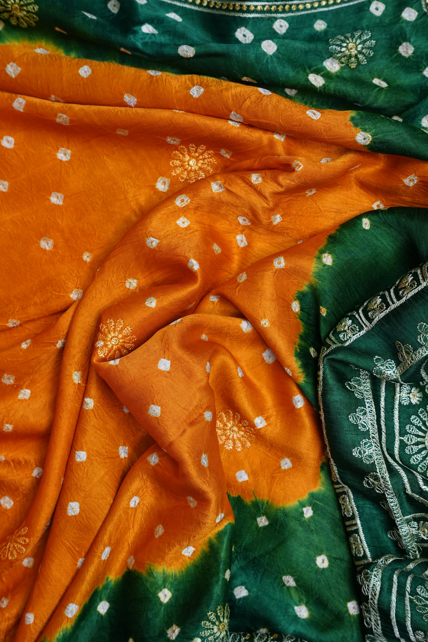 Pure Gajji Silk Bandhini Saree - Yellow
