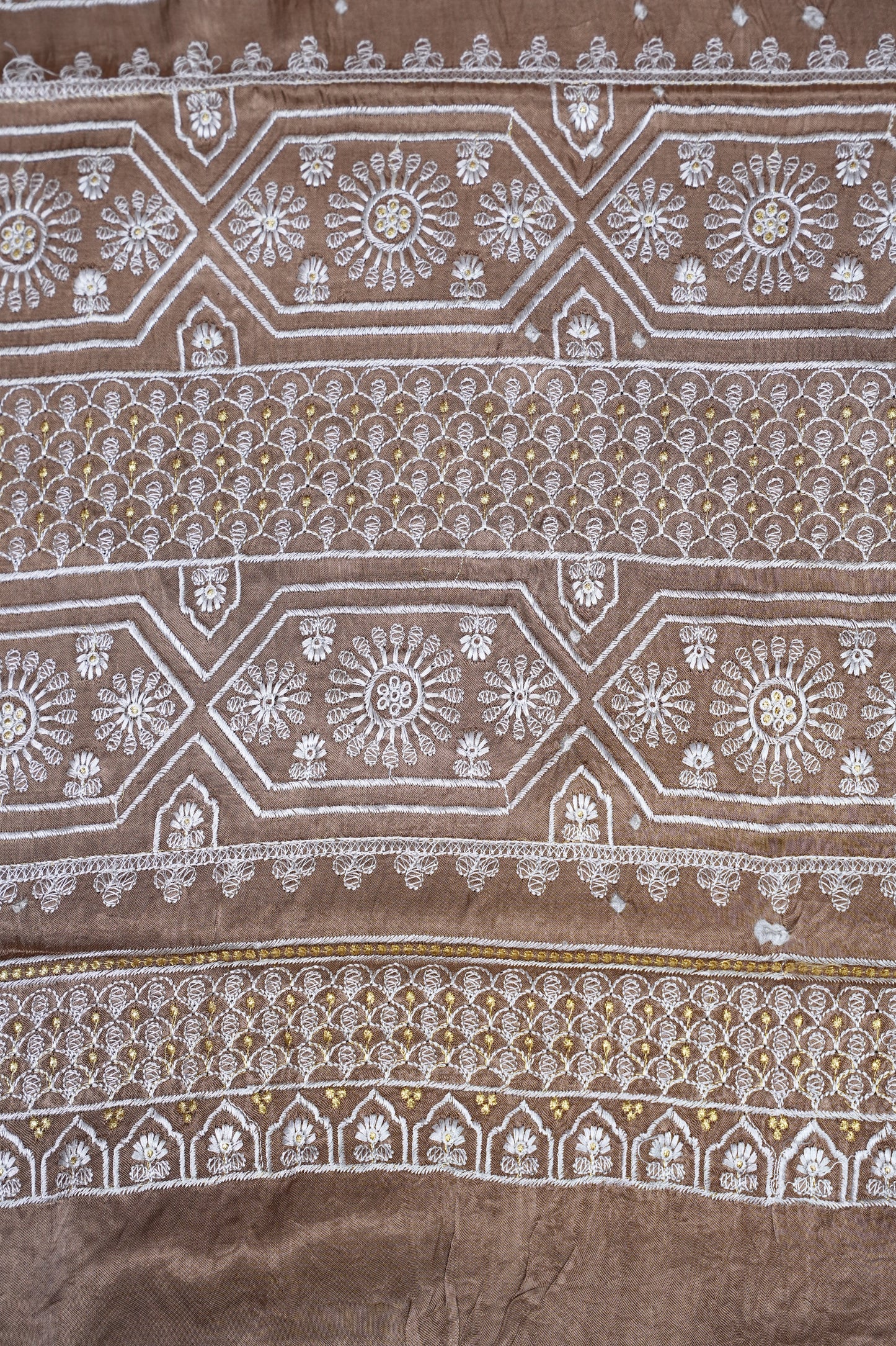 Pure Gajji Silk Bandhini Saree - Light Brown