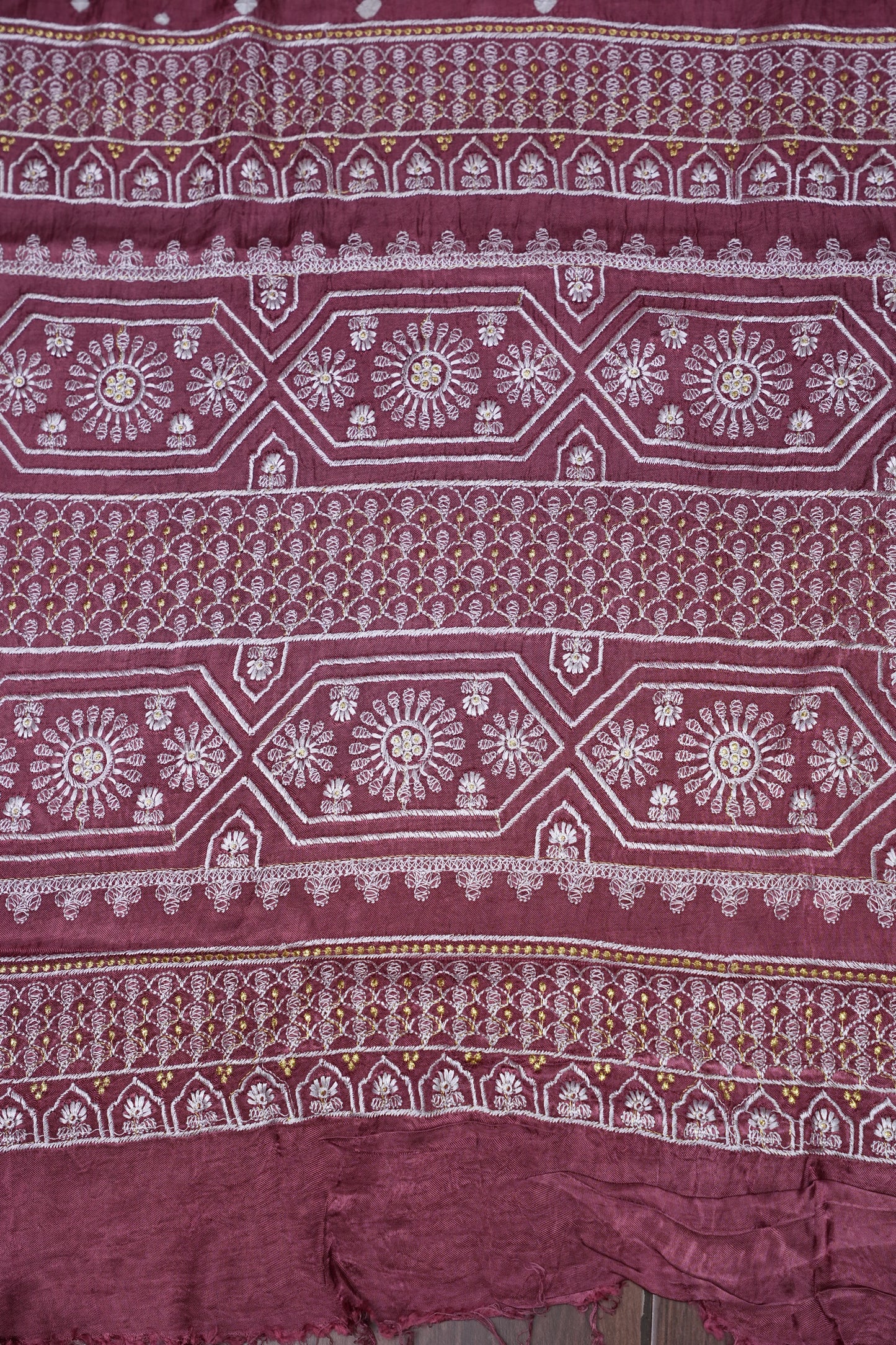 Pure Gajji Silk Bandhini Saree - Onion Pink