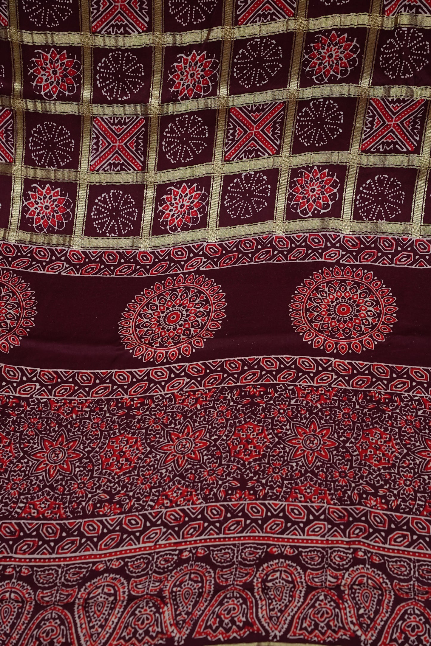 Bandhini Garchola Modal Silk Saree - Maroon