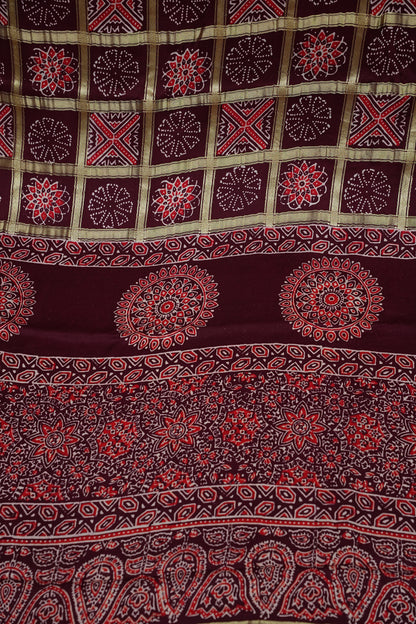 Bandhini Garchola Modal Silk Saree - Maroon