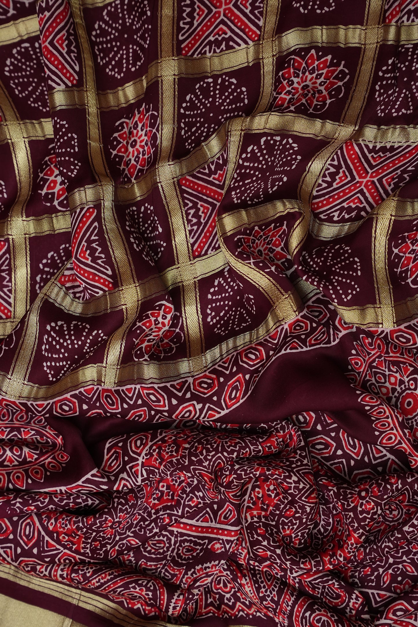 Bandhini Garchola Modal Silk Saree - Maroon