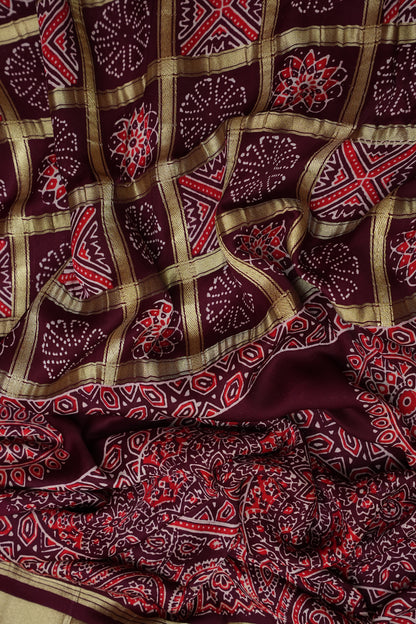Bandhini Garchola Modal Silk Saree - Maroon