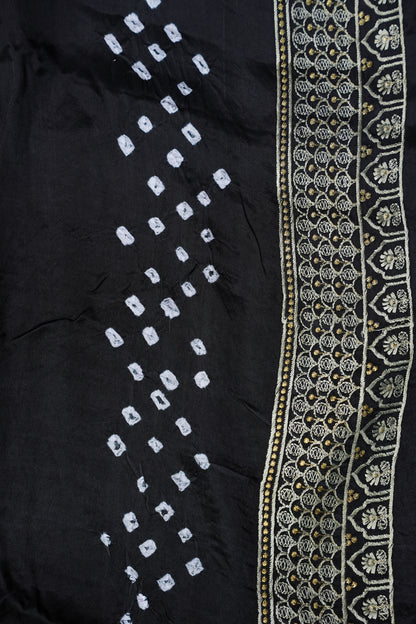 Pure Gajji Silk Bandhini Saree - Grey