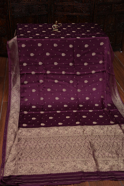 Banarasi Mashru Silk Saree - Burgandy