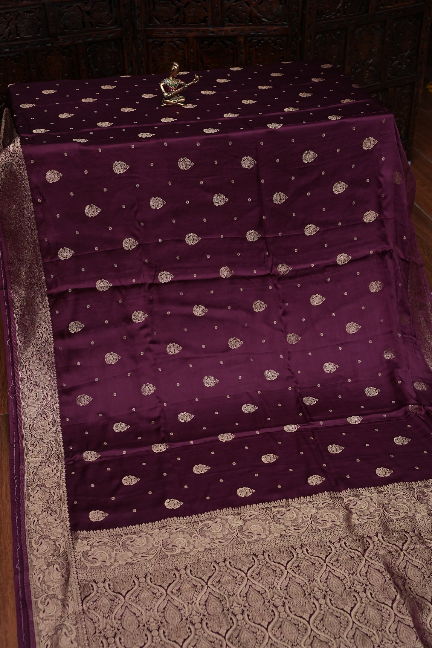 Banarasi Mashru Silk Saree - Burgandy