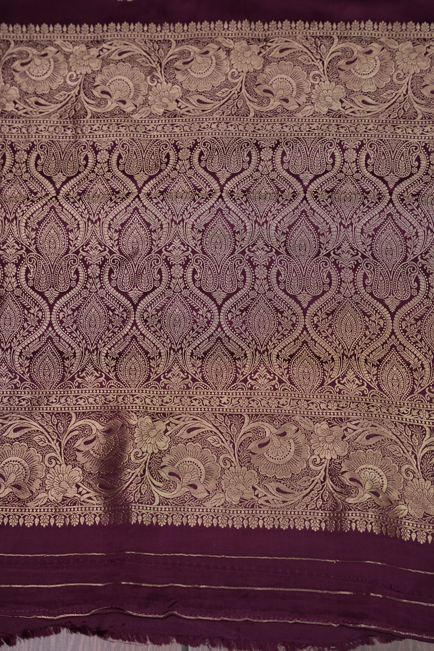 Banarasi Mashru Silk Saree - Burgandy