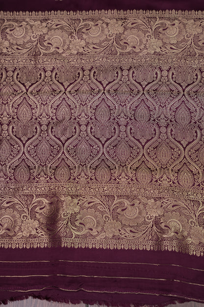Banarasi Mashru Silk Saree - Burgandy