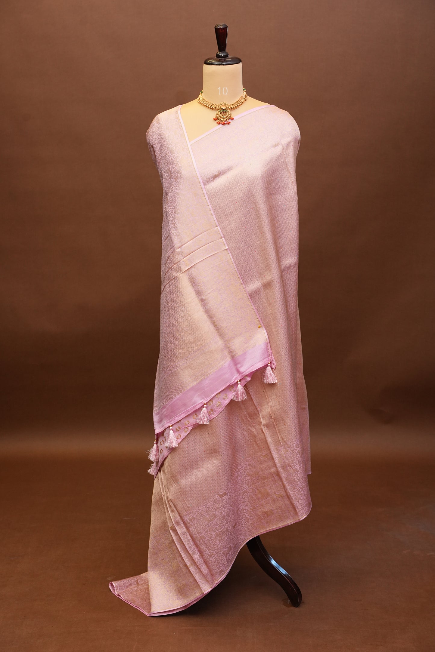 Shikargah Soft Banarasi Silk Saree–Light Pink