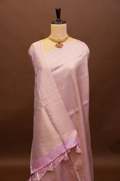 Shikargah Soft Banarasi Silk Saree–Light Pink