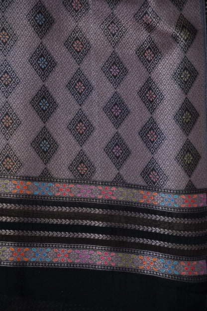 Kashmiri Pashmina Mellow Tissue Saree - Black