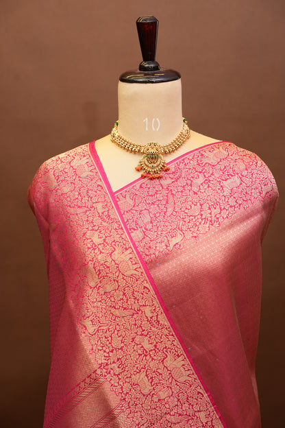 Shikargah Soft Banarasi Silk Saree–Pink