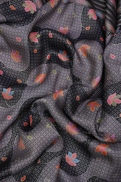 Kashmiri Pashmina Mellow Tissue Saree - Black