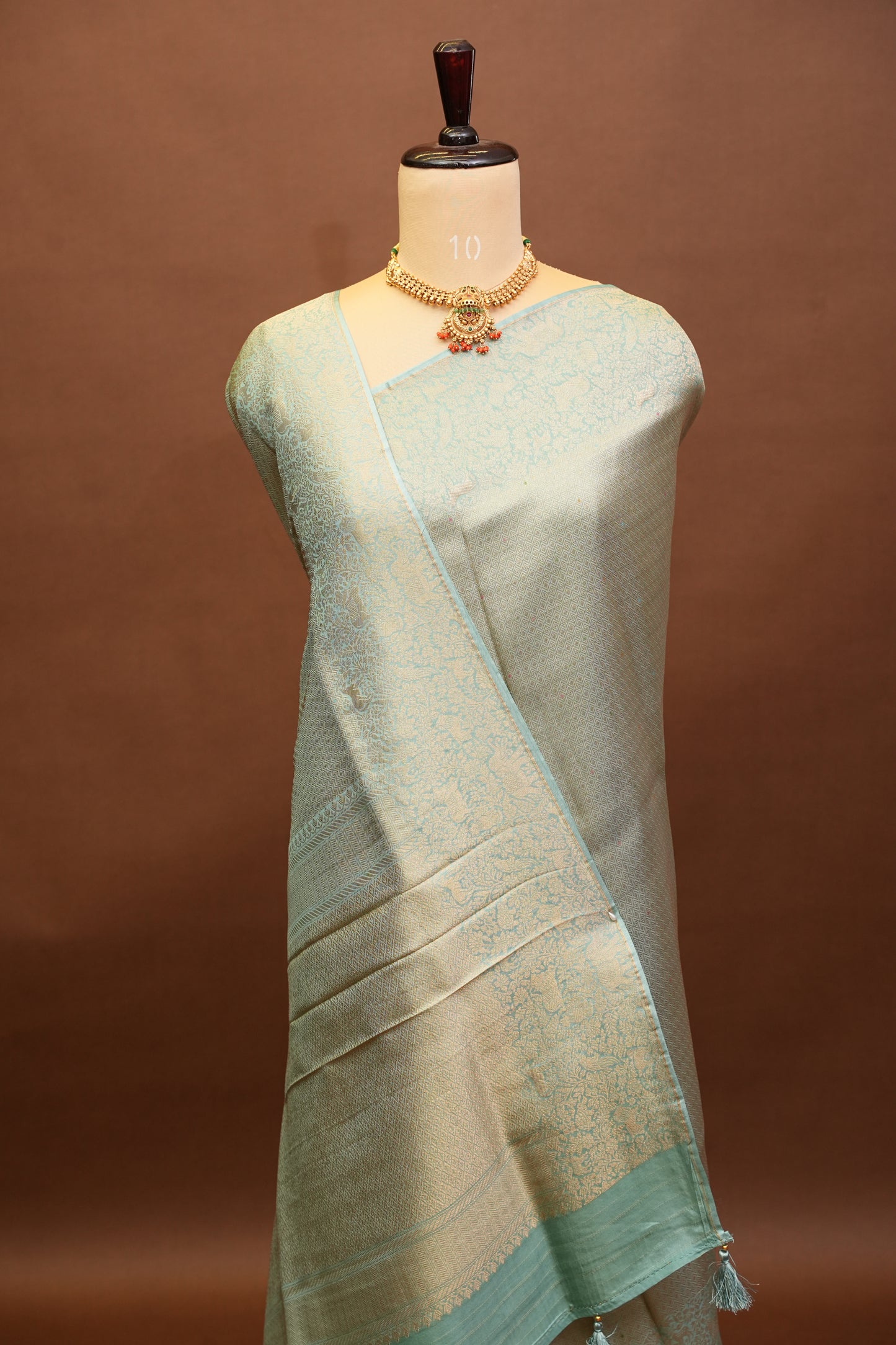 Shikargah Soft Banarasi Silk Saree–Aqua