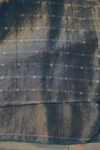 Kashmiri Pashmina Mellow Tissue Saree - Cool Blue