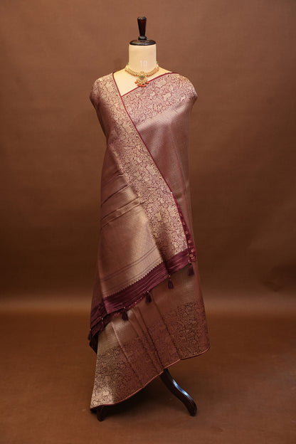 Shikargah Soft Banarasi Silk Saree–Maroon