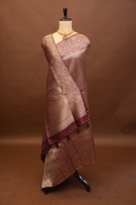 Shikargah Soft Banarasi Silk Saree–Maroon