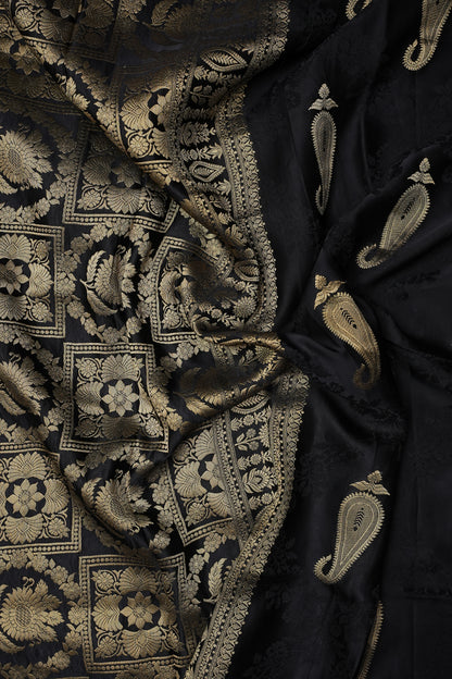 Banarasi Mashru Silk Saree - Black