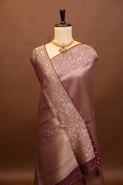 Shikargah Soft Banarasi Silk Saree–Maroon