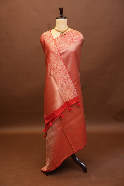 Shikargah Soft Banarasi Silk Saree–Red