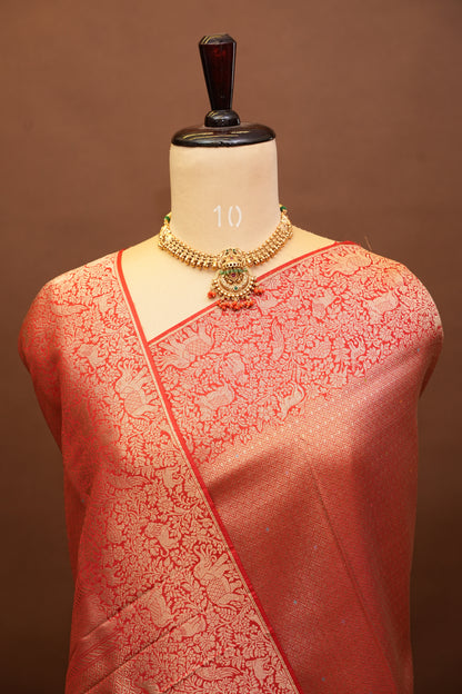 Shikargah Soft Banarasi Silk Saree–Red