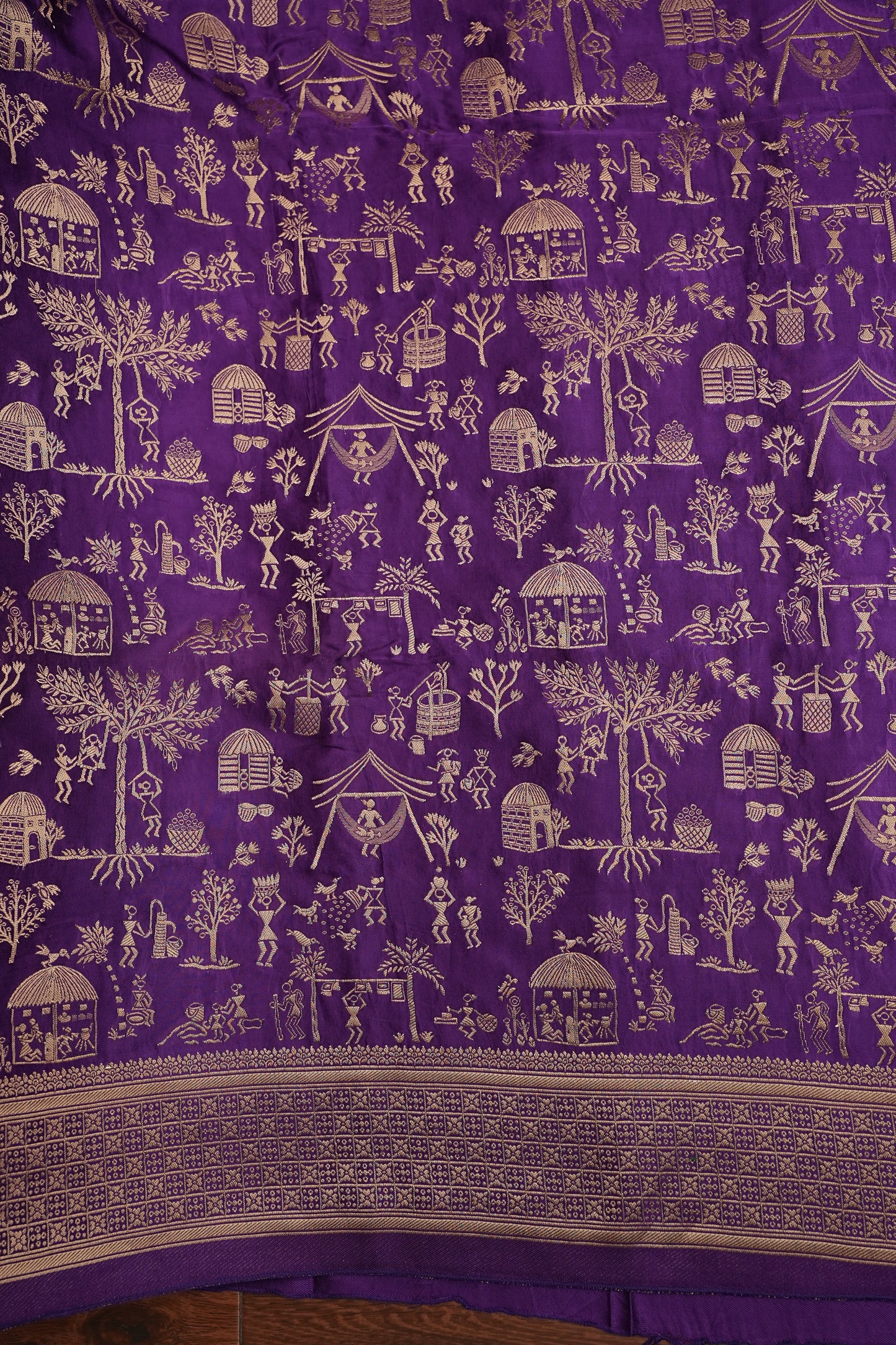 Banarasi Mashru Silk Saree - Purple