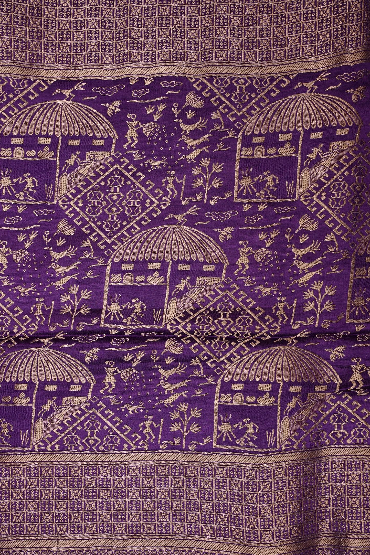 Banarasi Mashru Silk Saree - Purple