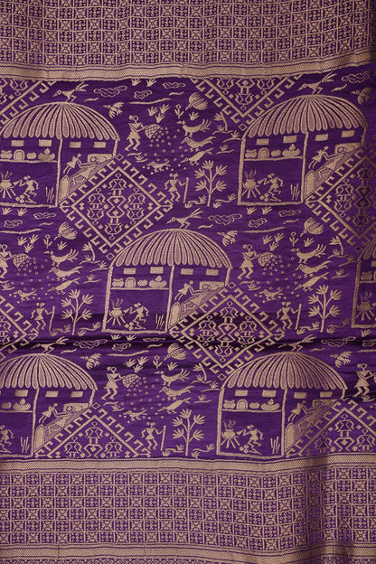 Banarasi Mashru Silk Saree - Purple