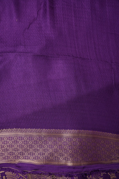 Banarasi Mashru Silk Saree - Purple
