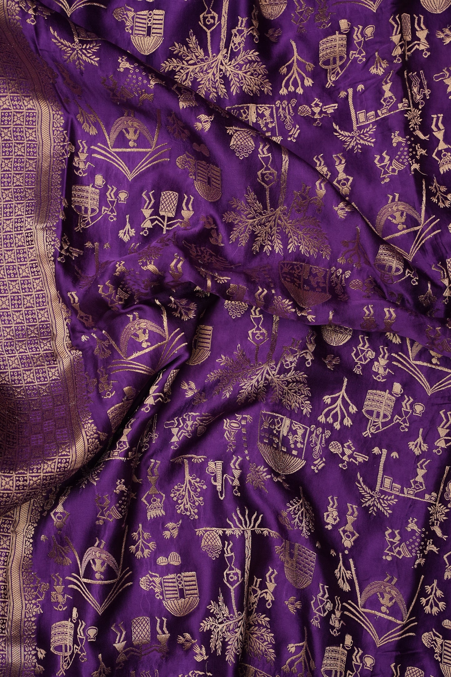 Banarasi Mashru Silk Saree - Purple