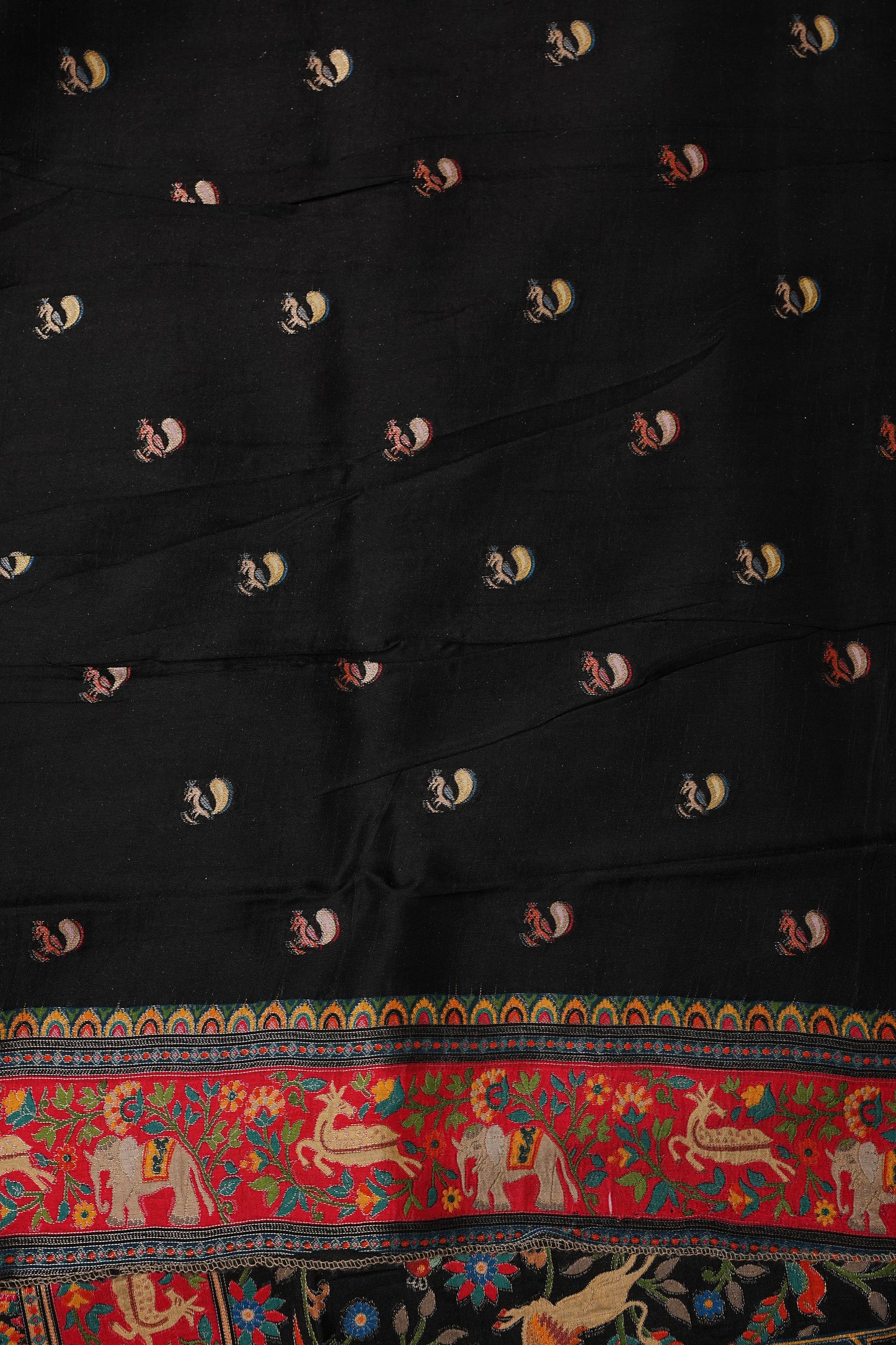 Kashmiri Pashmina Story Telling Saree - Black