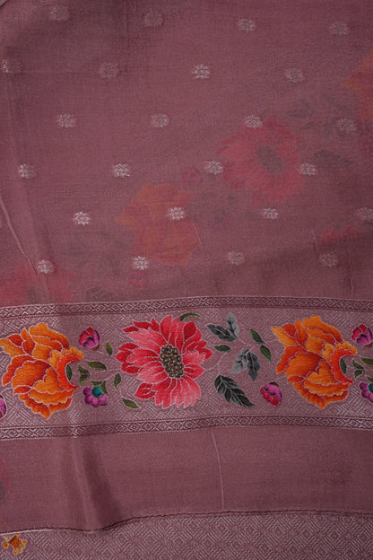 Kashmiri Pashmina Mellow Tissue Saree - Mauve Pink