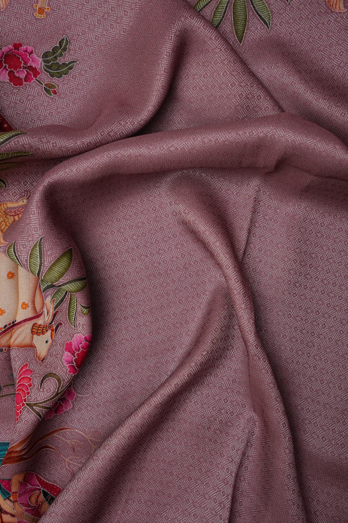 Kashmiri Pashmina Mellow Tissue Saree - Mauve Pink
