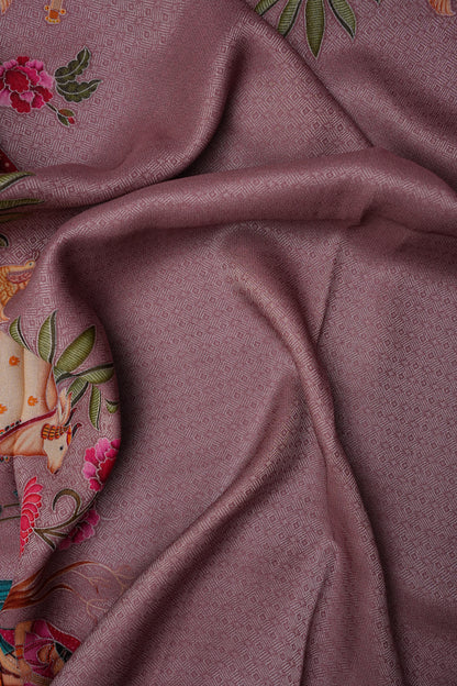 Kashmiri Pashmina Mellow Tissue Saree - Mauve Pink