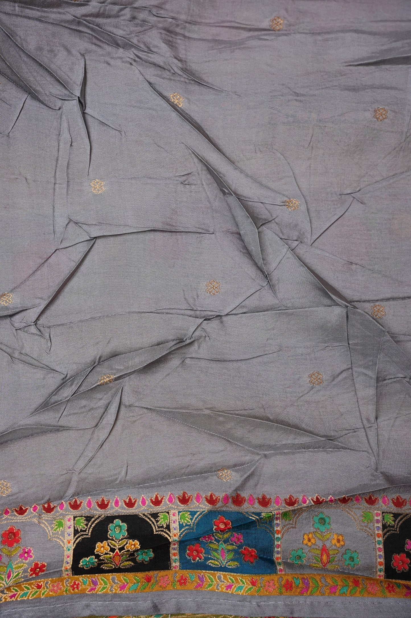 Kashmiri Pashmina Story Telling Saree -Multicolor on Grey