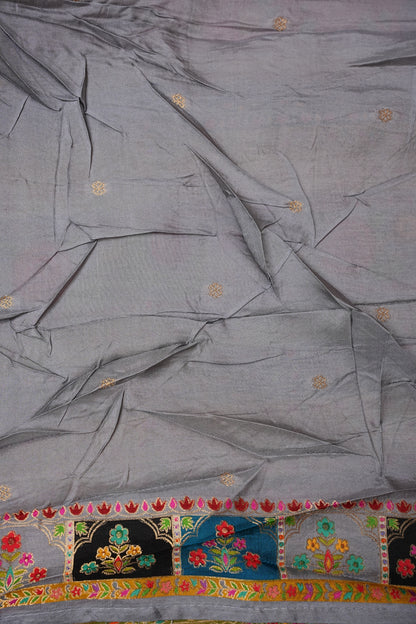 Kashmiri Pashmina Story Telling Saree -Multicolor on Grey