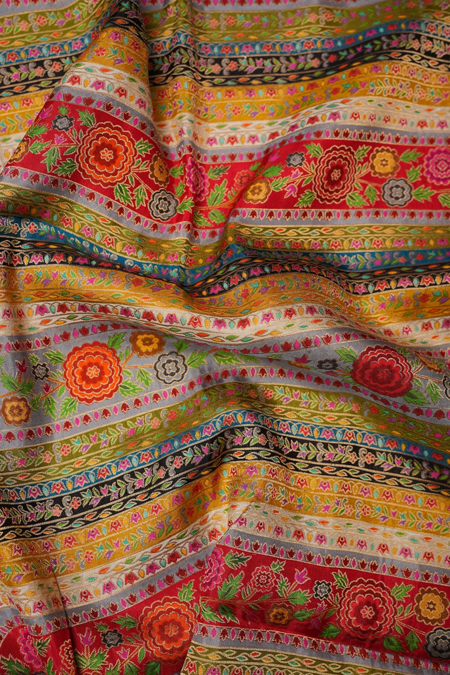 Kashmiri Pashmina Story Telling Saree -Multicolor on Grey