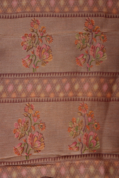 Pure Mellow Tissue Silk Saree with Floral Patterns - Rosewood Brown