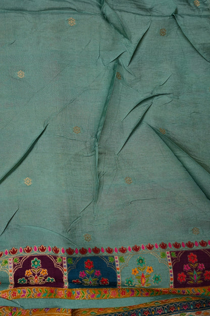 Kashmiri Pashmina Story Telling Saree - Multicolor on Sea Green