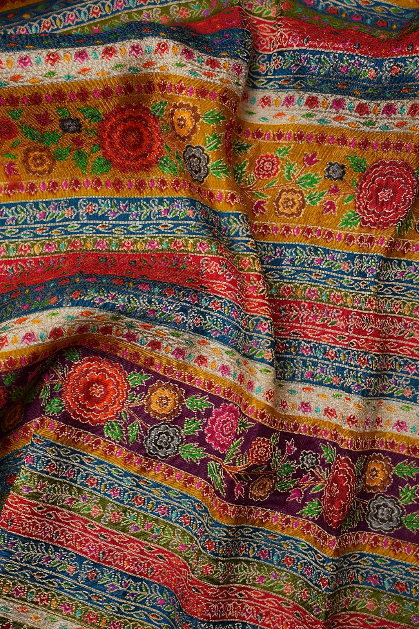 Kashmiri Pashmina Story Telling Saree - Multicolor on Yellow