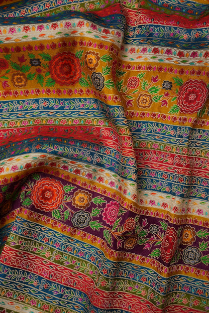 Kashmiri Pashmina Story Telling Saree - Multicolor on Yellow