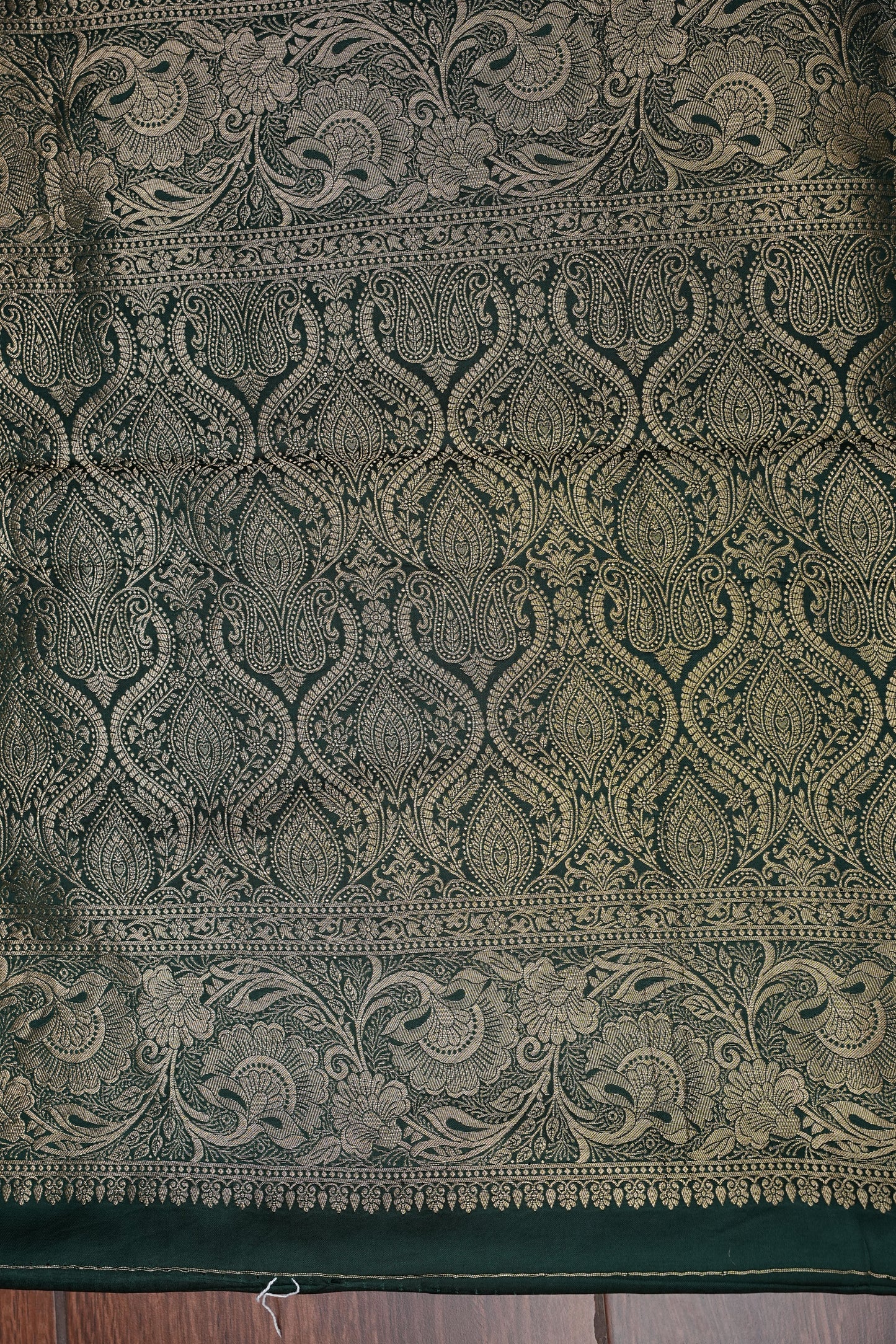 Banarasi Mashru Silk Saree - Emerald Green