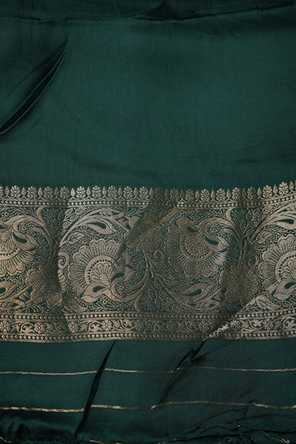 Banarasi Mashru Silk Saree - Emerald Green