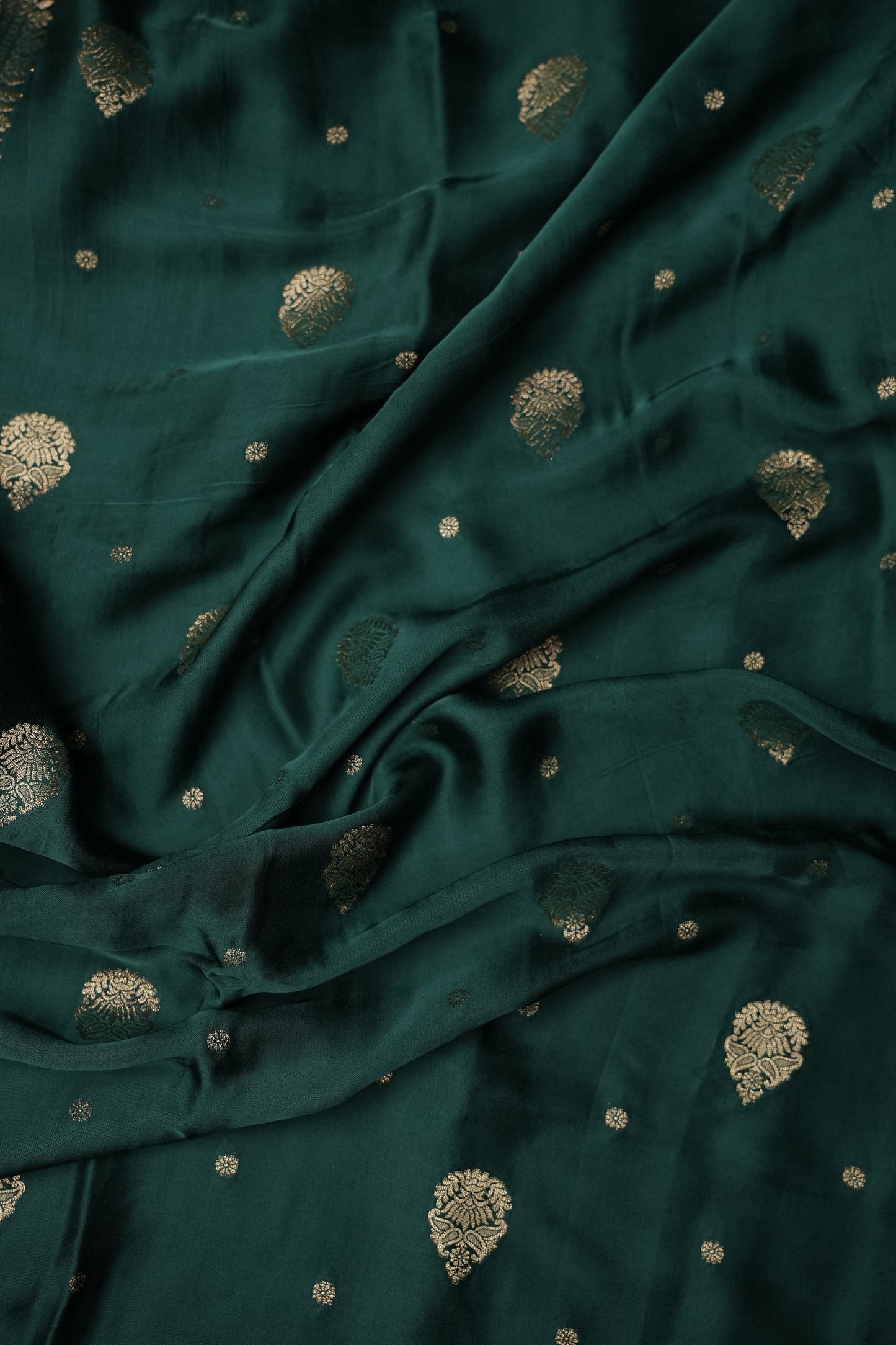 Banarasi Mashru Silk Saree - Emerald Green