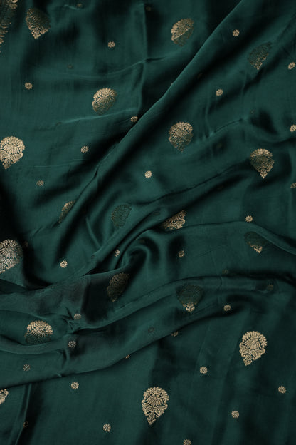 Banarasi Mashru Silk Saree - Emerald Green