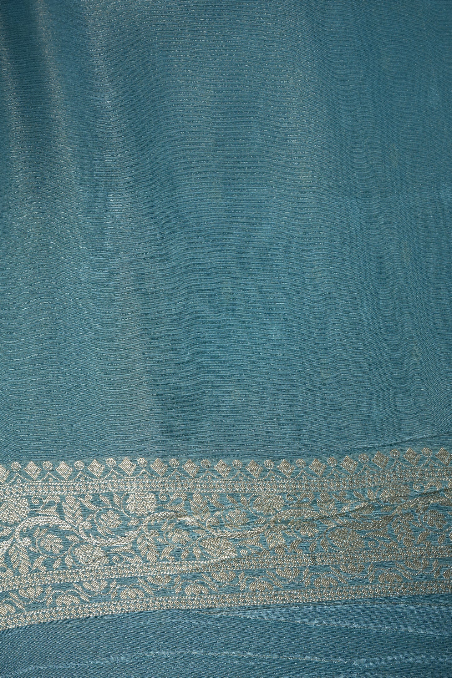 Pure Mellow Tissue Silk Saree with Banarasi Patterns - Aqua Blue