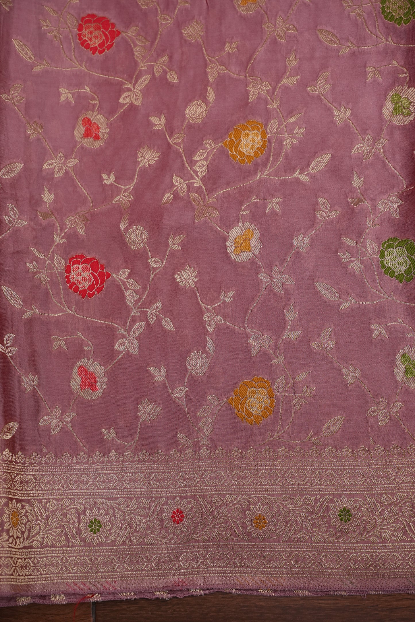 Pure Mashru Silk Saree - Mauve Pink withy Meenakari Jaal Pattern