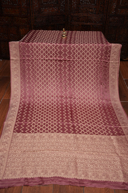 Geometric Mashru Silk Saree - Mauve Pink