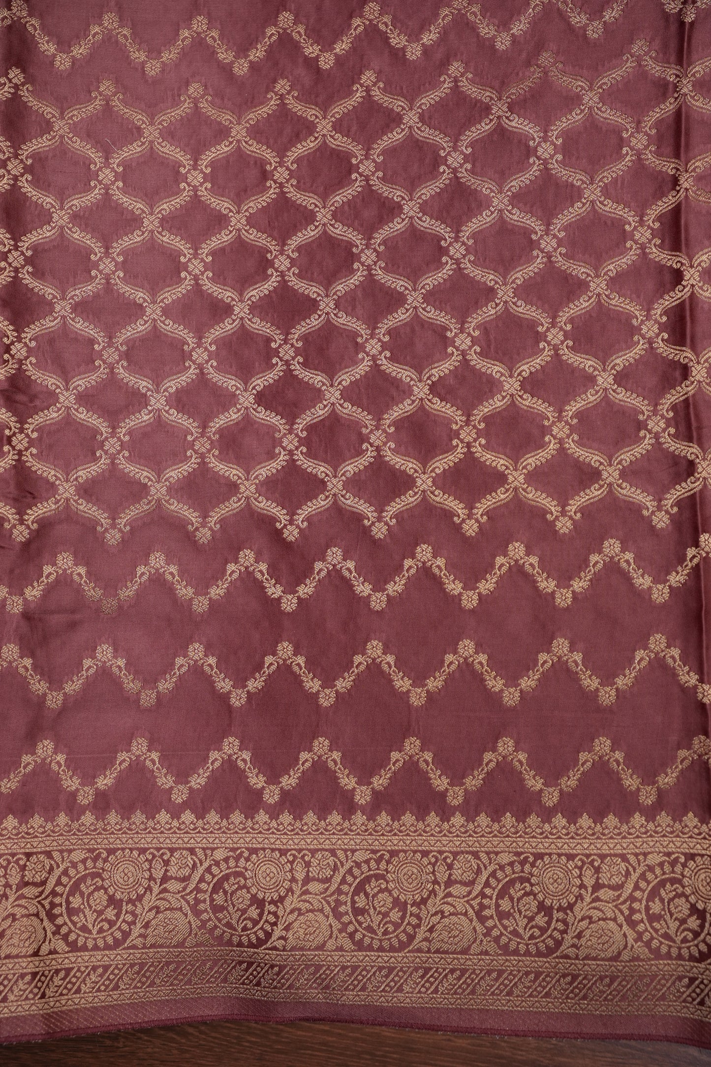 Geometric Mashru Silk Saree - Mauve Pink